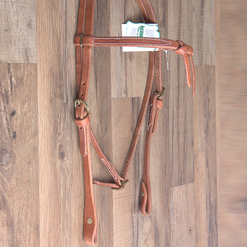 Hilason Hermann Oak Leather Chicago Screw Cheek Horse Knotted Browband Headstall